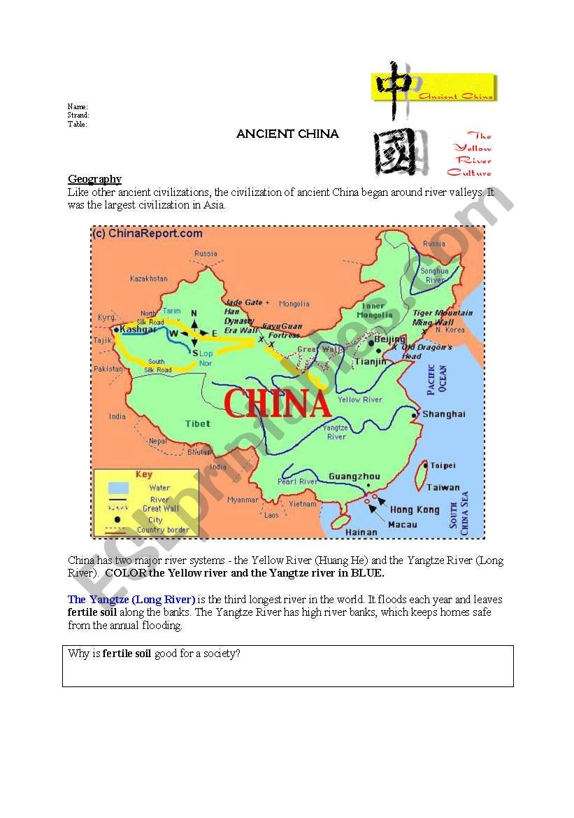 Ancient China Activity Guide worksheet