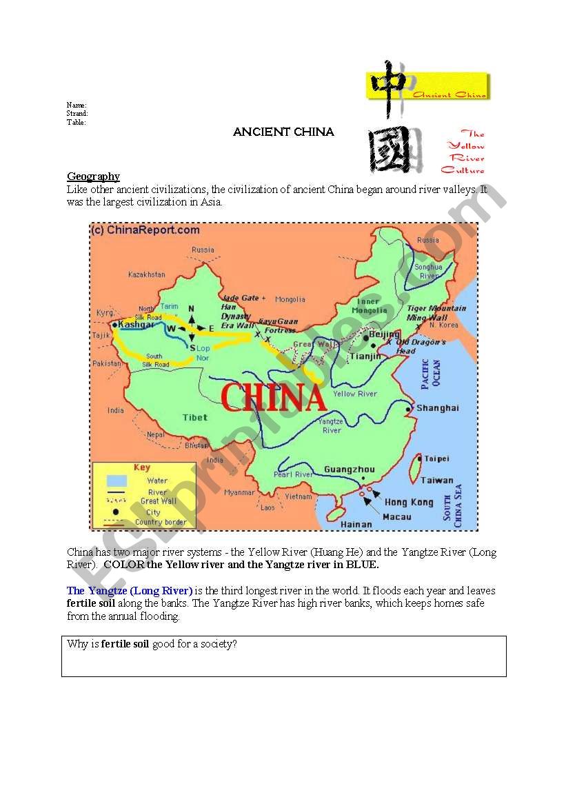 Ancient China Activity Guide worksheet