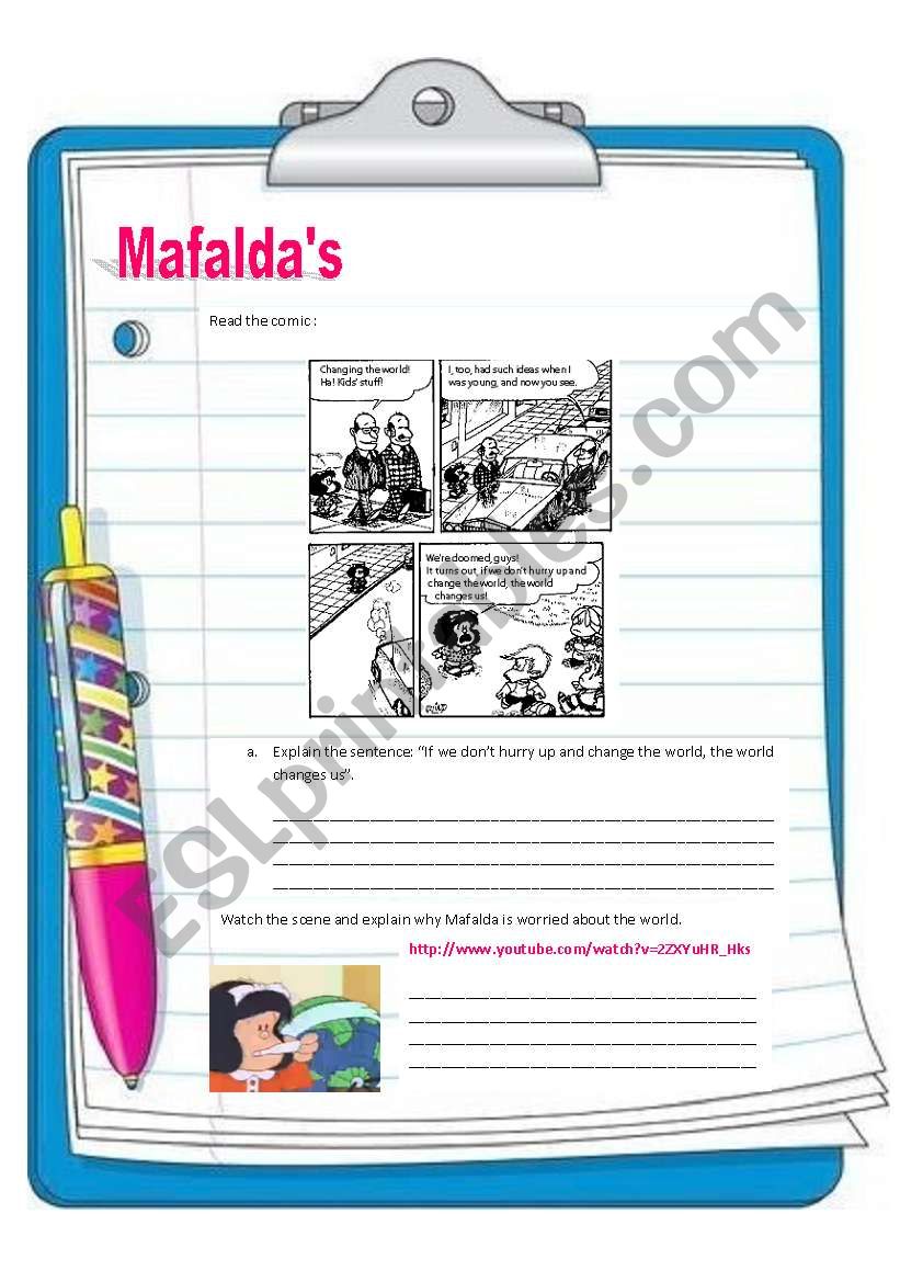 Mafalda changes the world worksheet