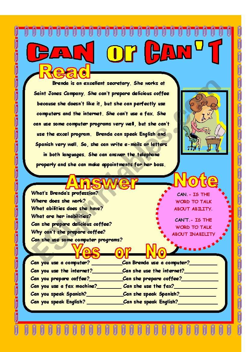 Brenda the secretary! worksheet