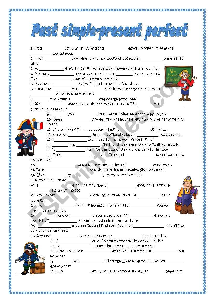 Past Simple present Perfect ESL Worksheet By Chusin