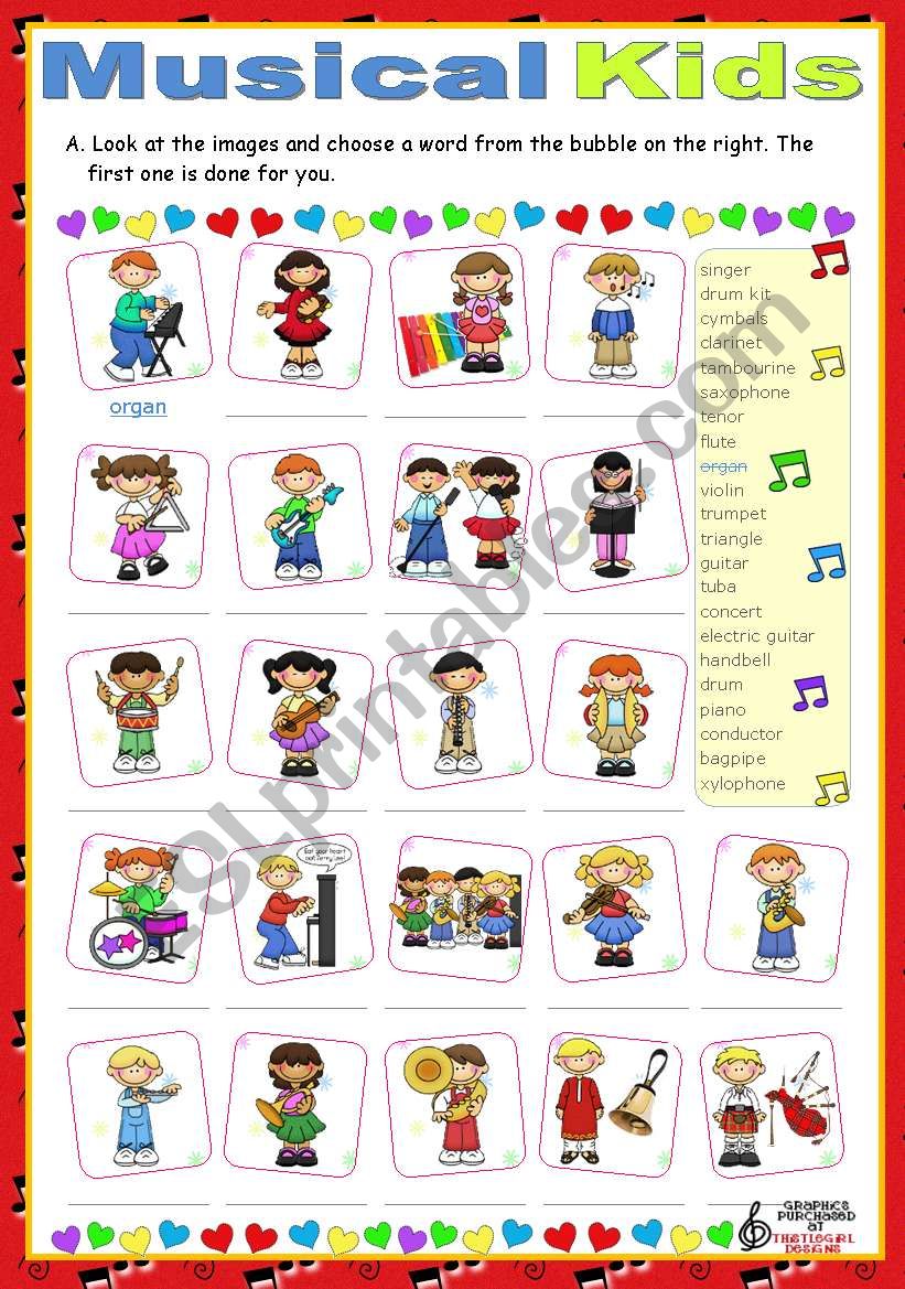 Musical Kids  -  vocabulary exercise