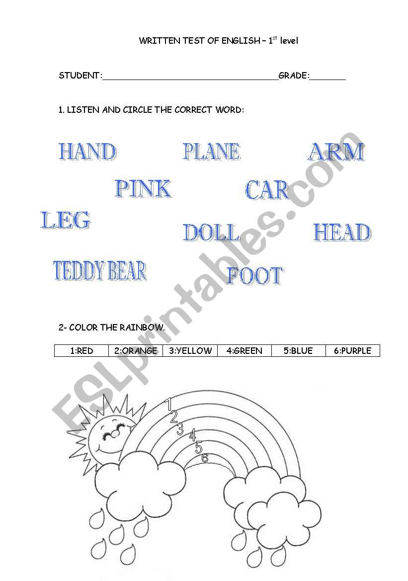 test - 1st level worksheet