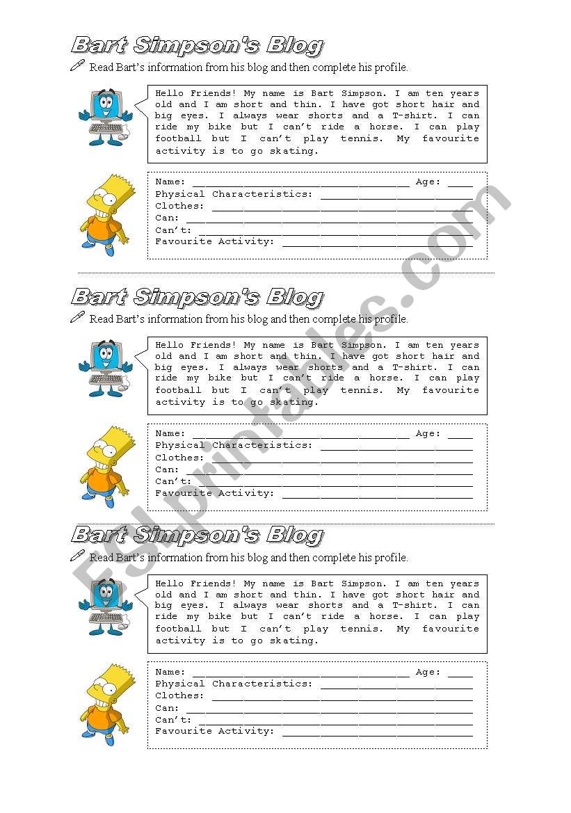 Personal in formation worksheet