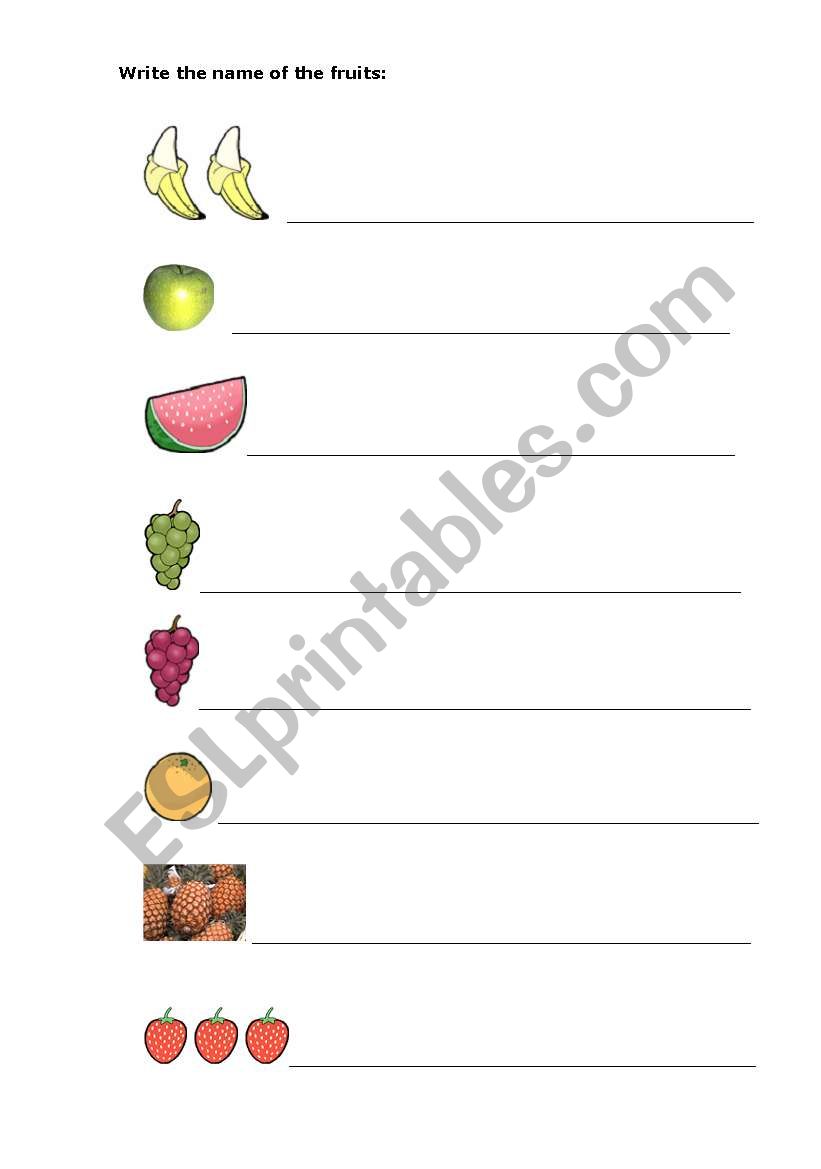 Fruits worksheet