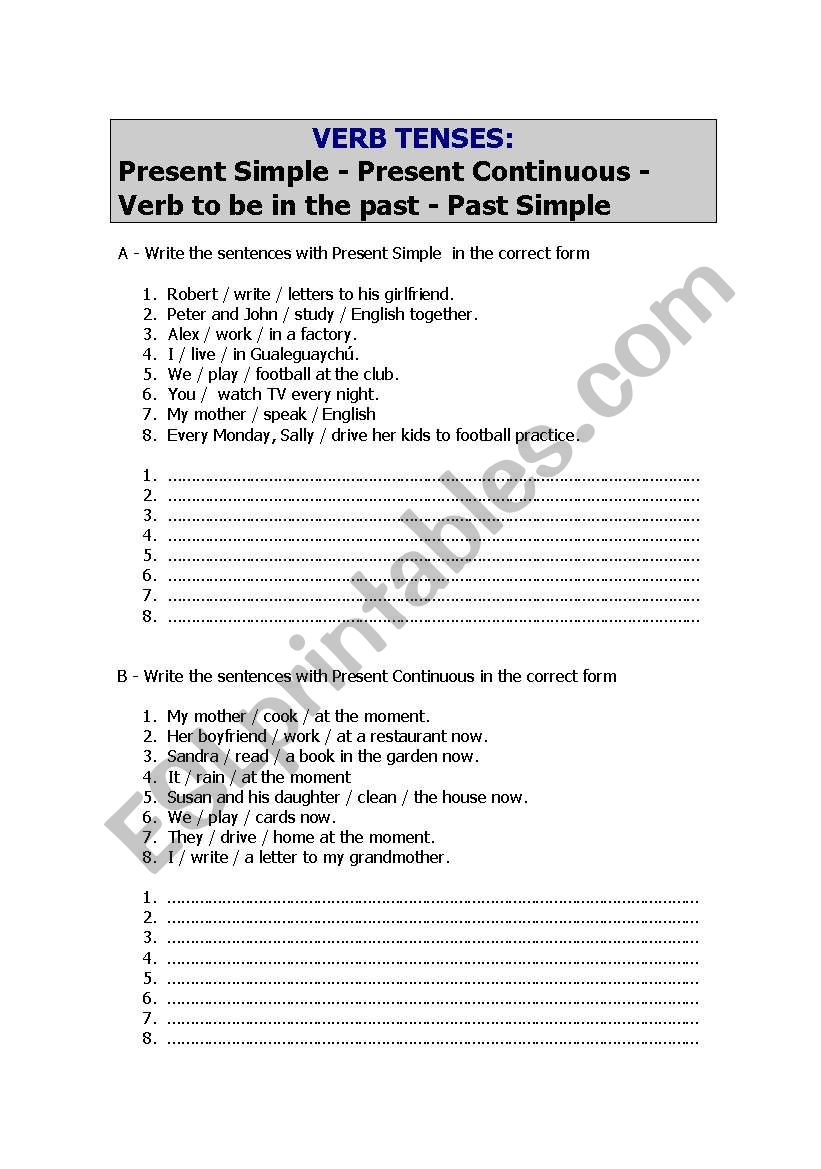 VERB TENSES worksheet