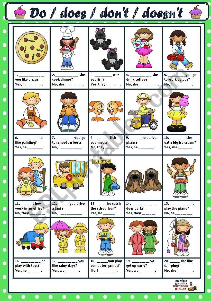 ASKING AND ANSWERING QUESTIONS WITH DO / DOES / DON´T / DOESN´T - ESL ...