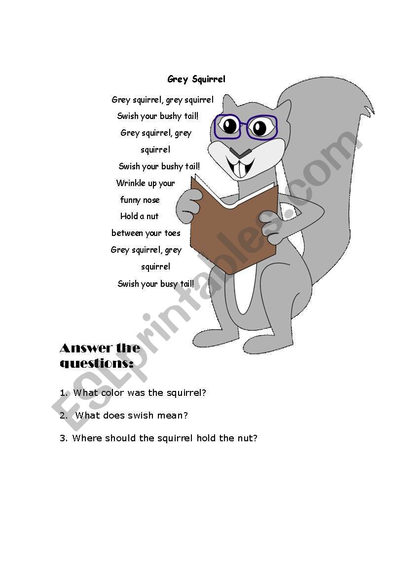 Grey Squirrel worksheet