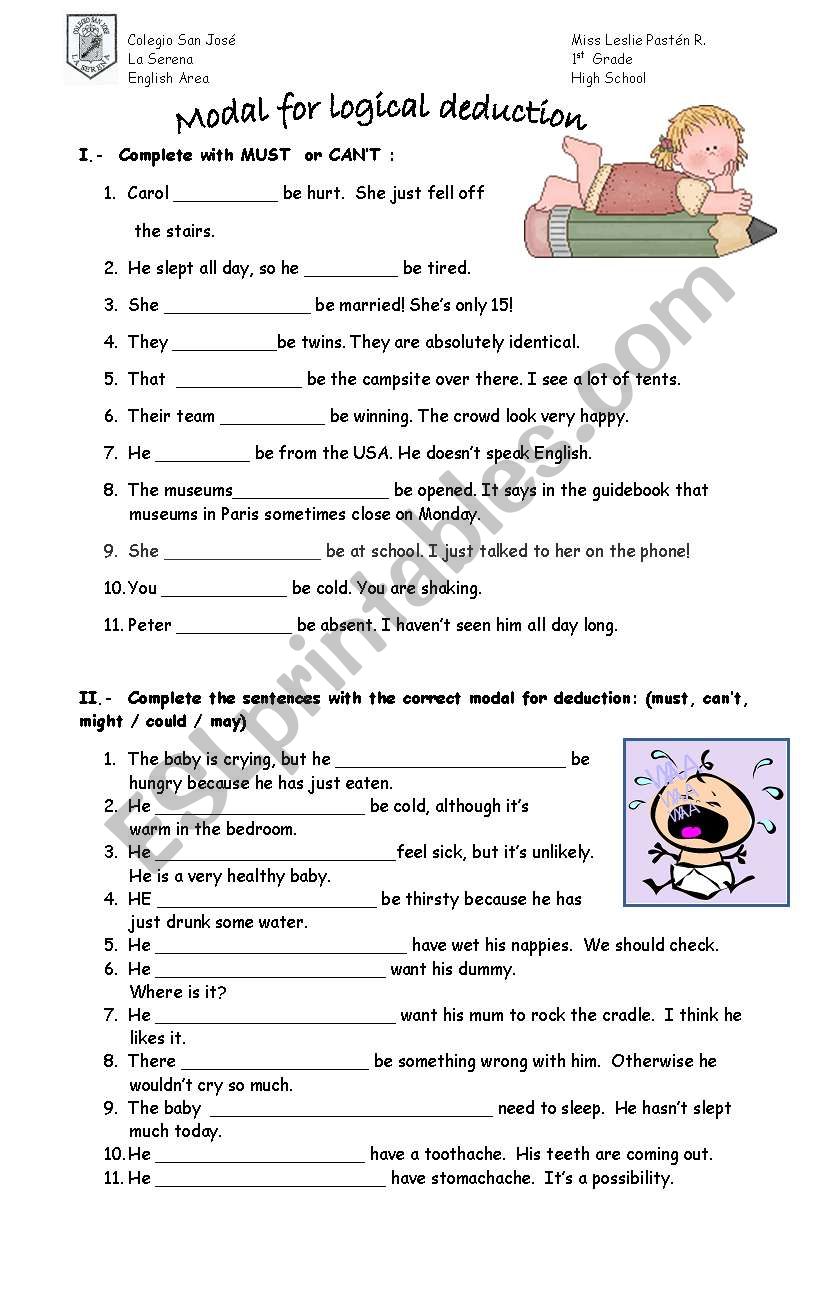 Modal for logical deduction worksheet