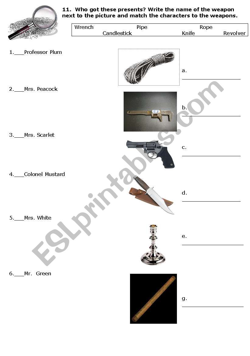 Clue the movie part II worksheet