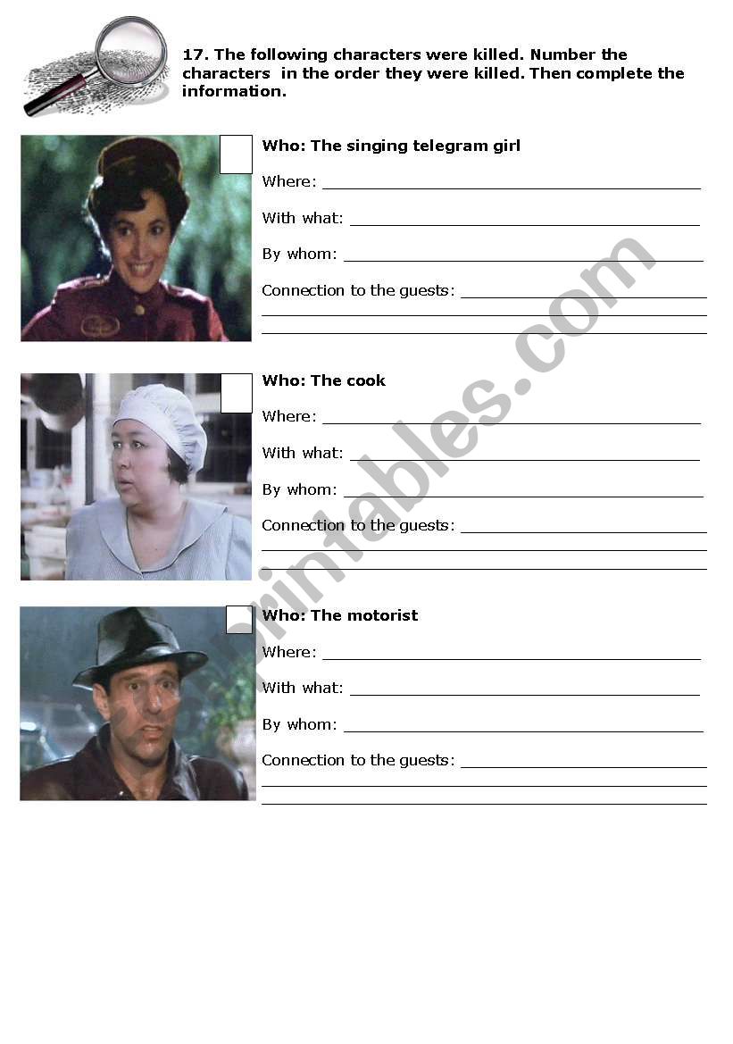 Clue the movie part III worksheet