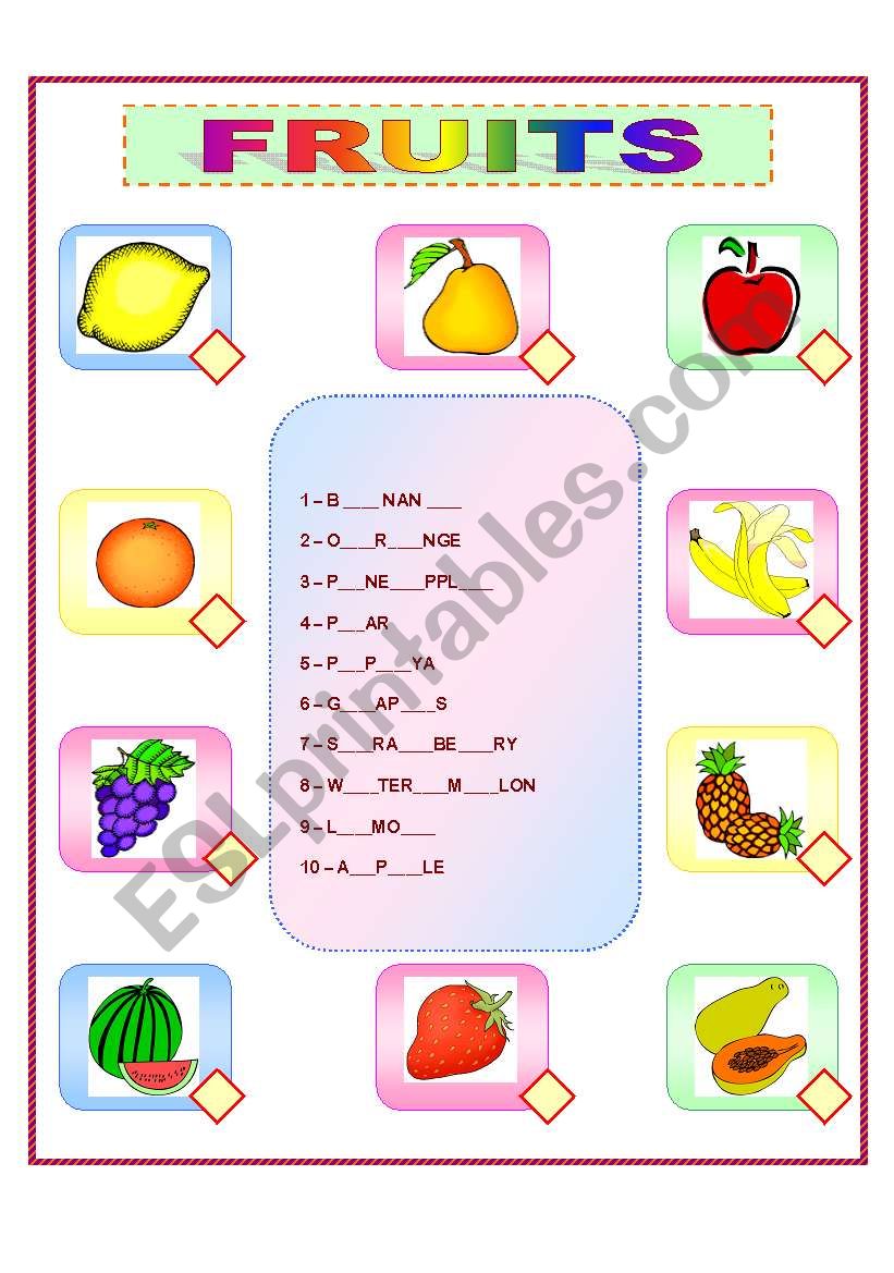 Fruits worksheet