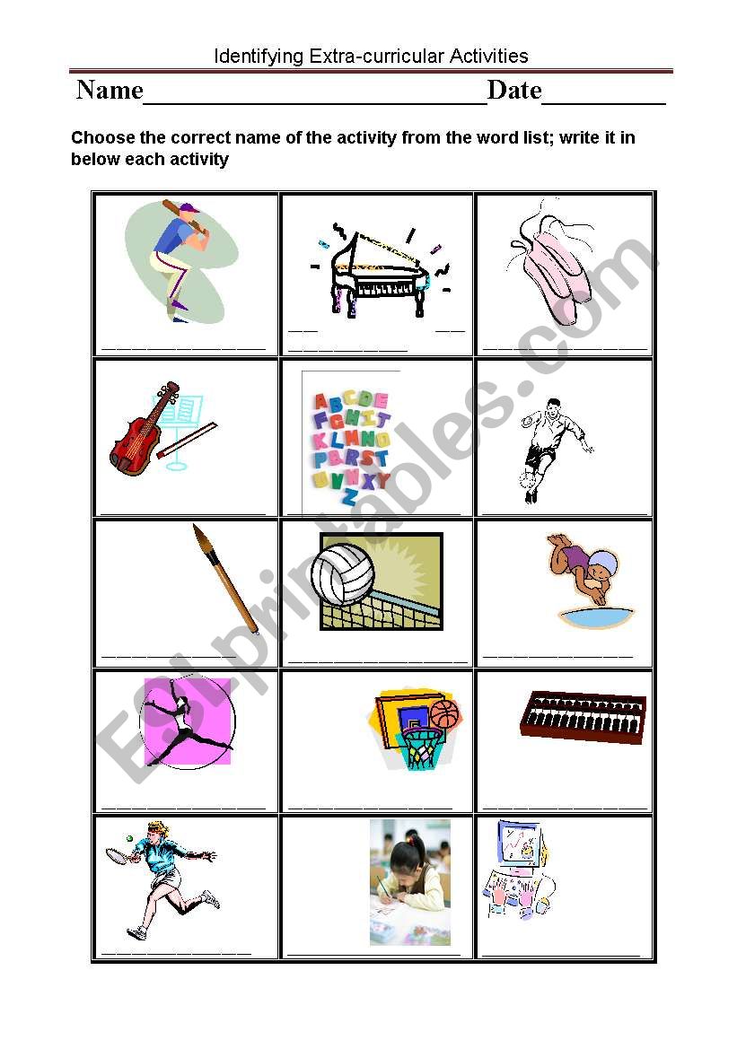 Extracurricular Activities Page 1