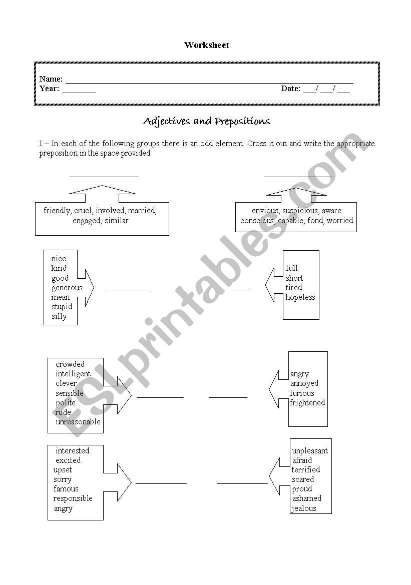 Prepositions worksheet