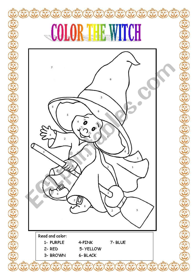 Color the witch worksheet