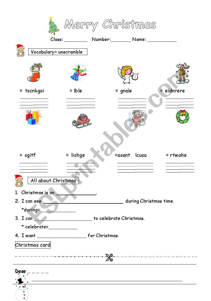 Christmas worksheet