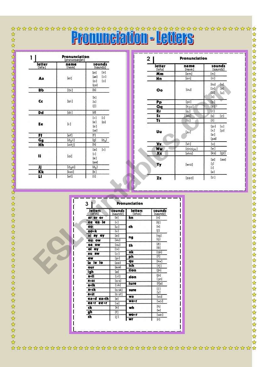 Pronunciation - letters worksheet