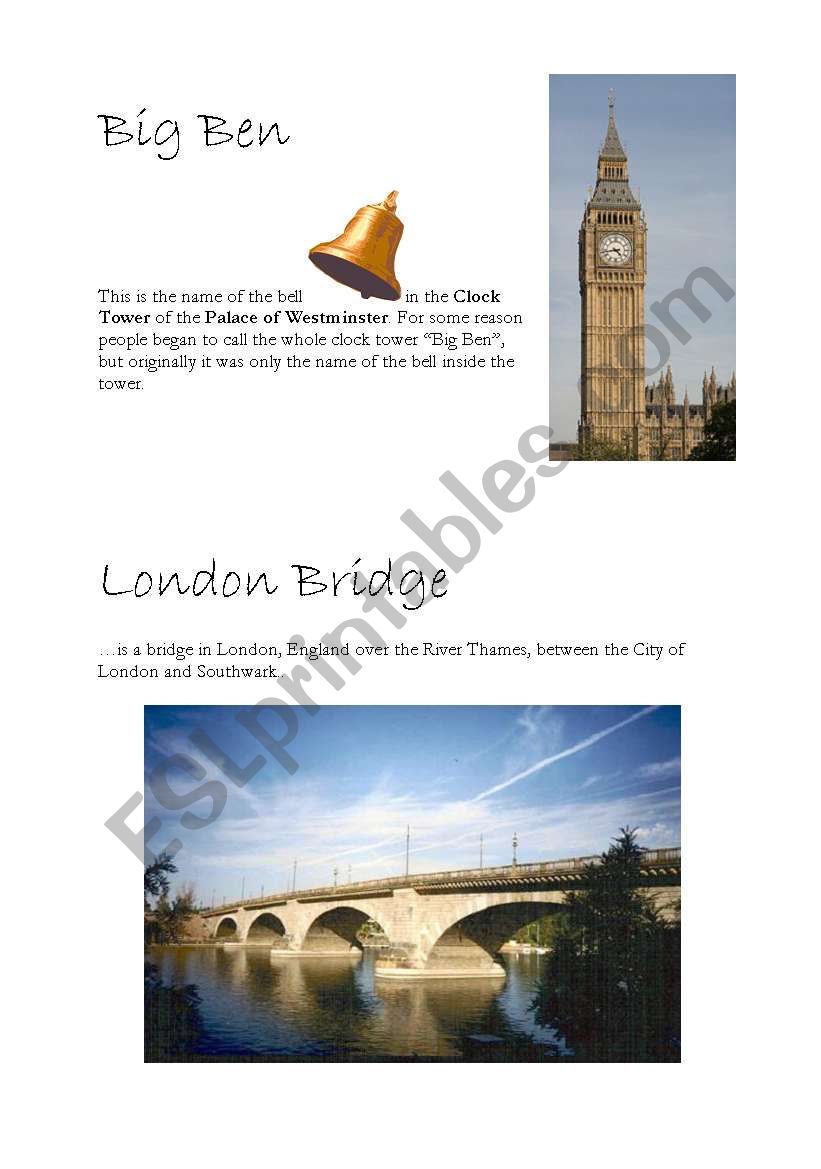 LONDON - sights, part 1/4 worksheet
