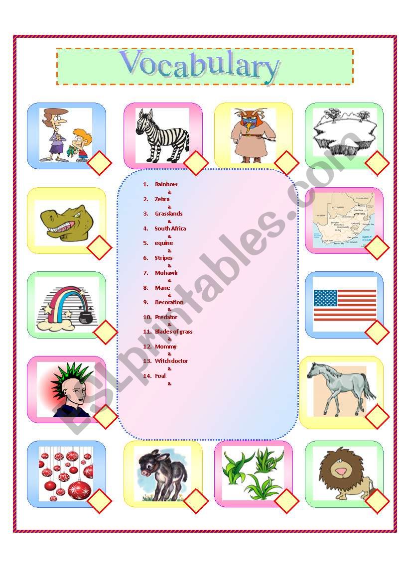 The Rainbow Zebra worksheet