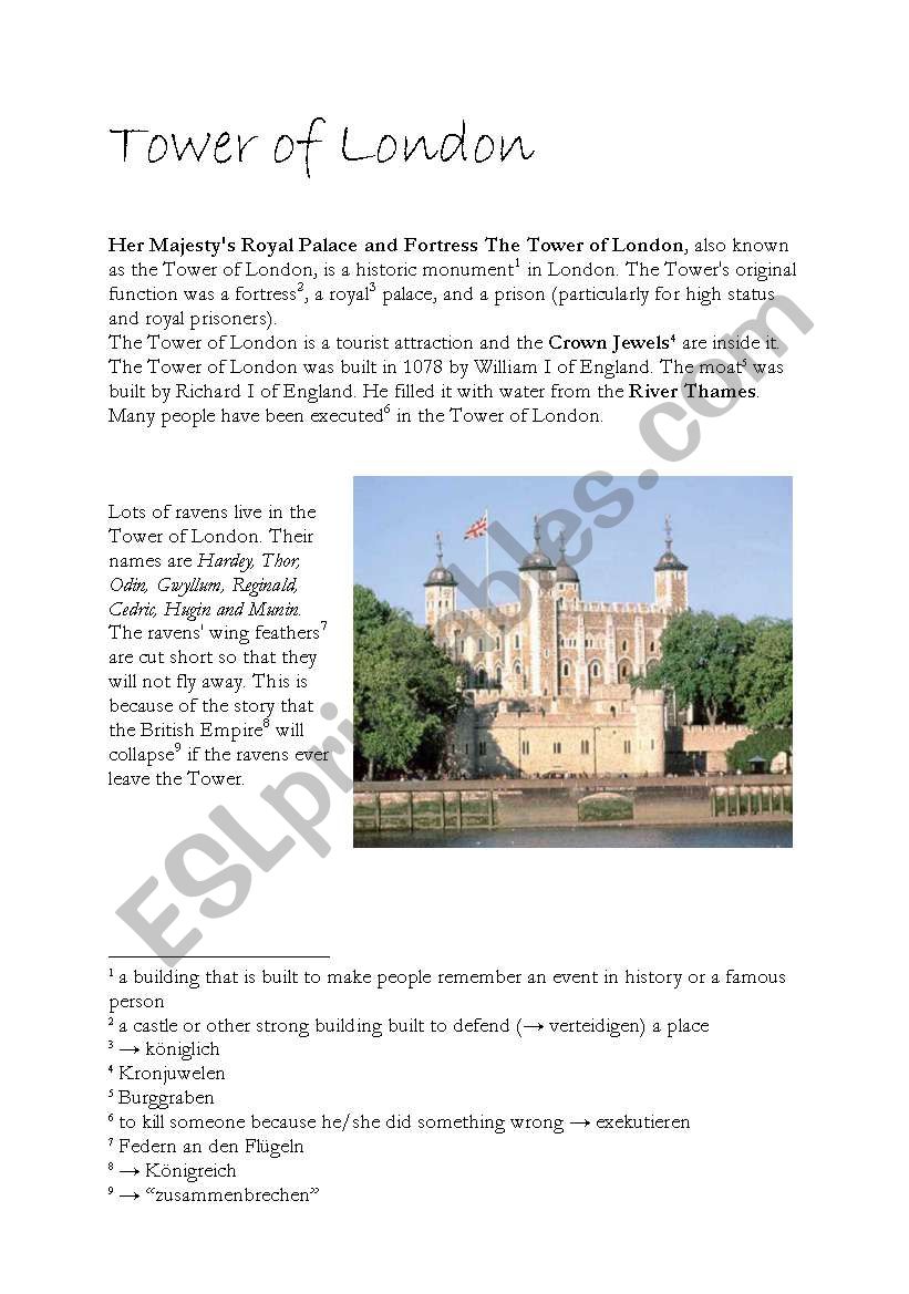 LONDON - sights, part 2/4 worksheet