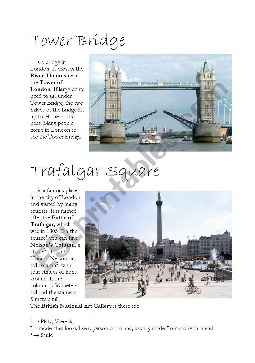 LONDON - sights, part 3/4 worksheet