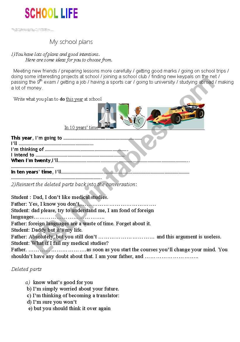 my school plans (future expressions)