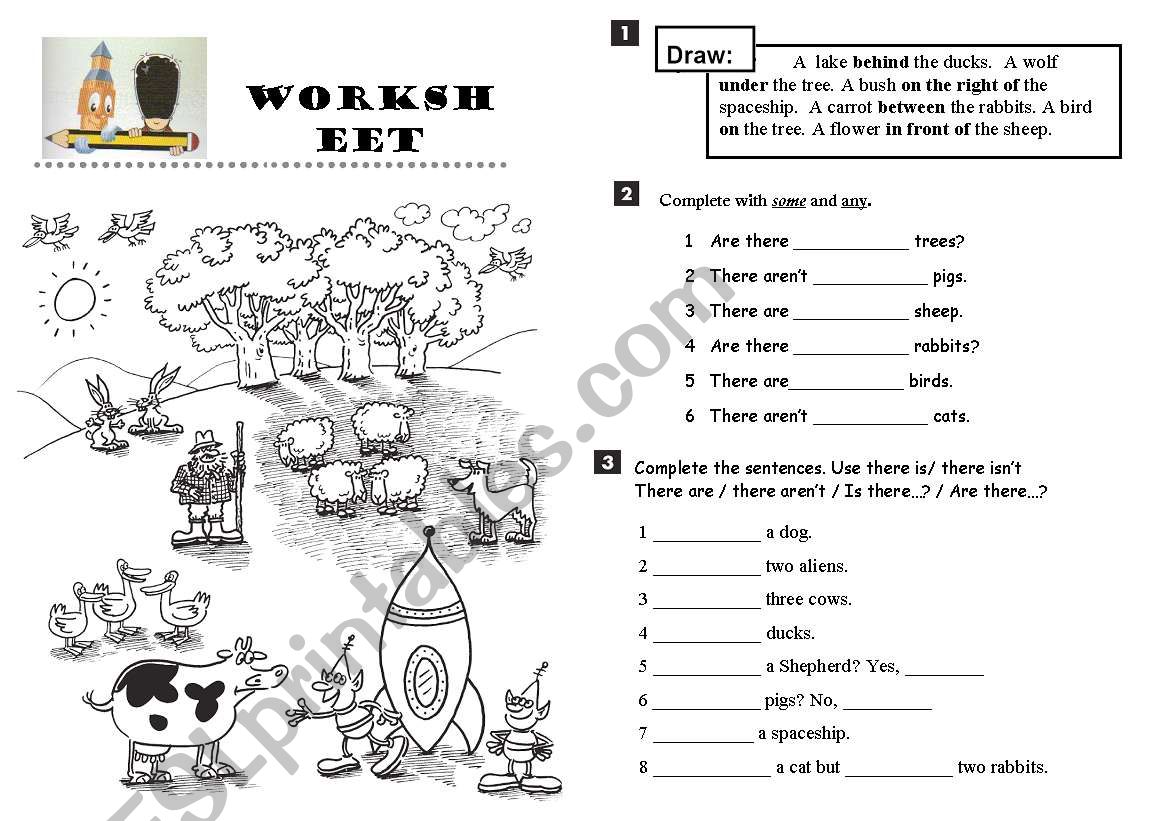 there to be and prepositions worksheet