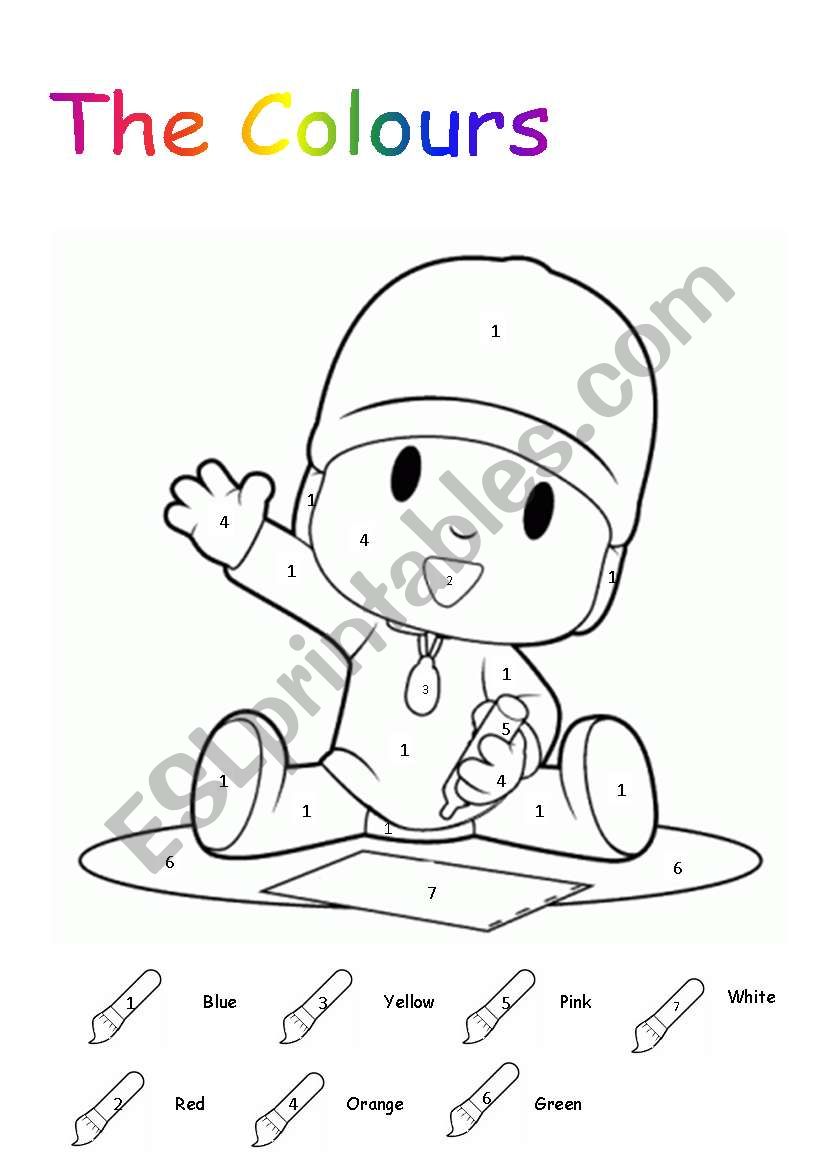 Colouring with Pocoyo worksheet