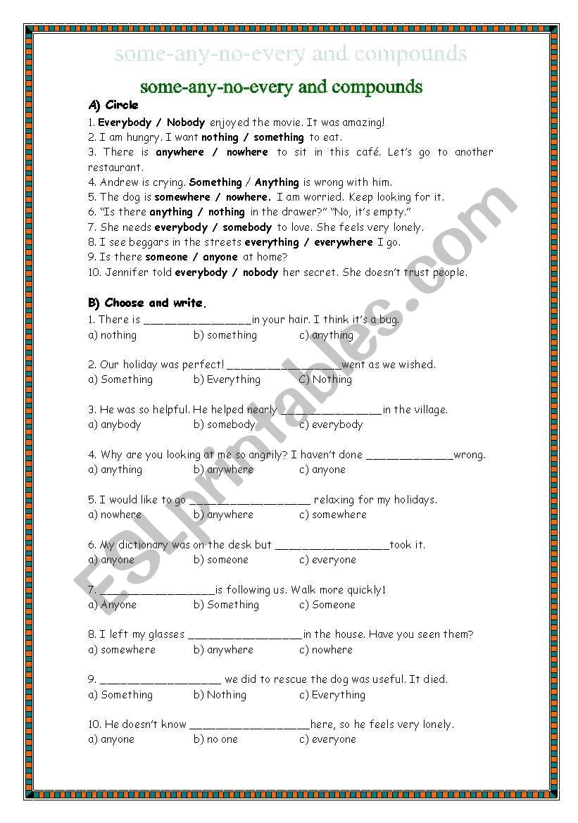 Тест some any 5 класс. Some any every no and Compounds правило. Some any no every и их производные Worksheets. Some any no производные Worksheets. Some any no every and their Compounds.