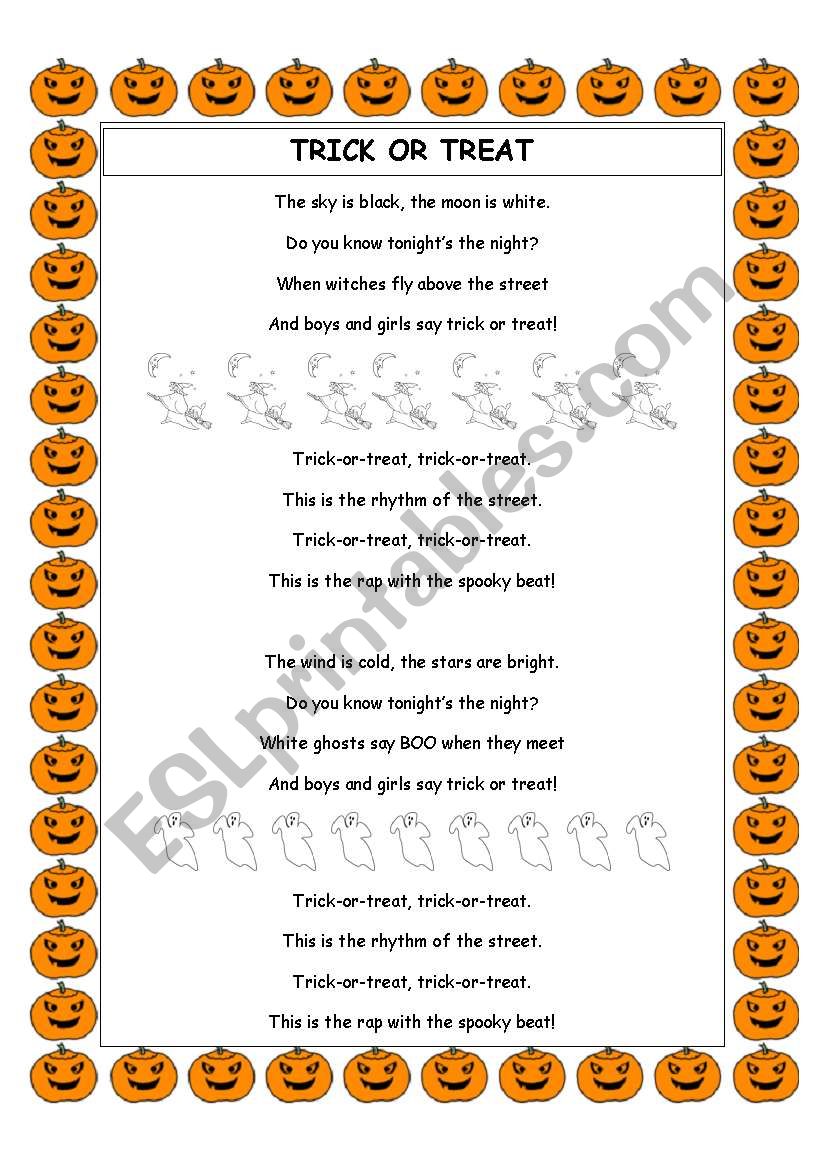 Trick or treat+questions worksheet