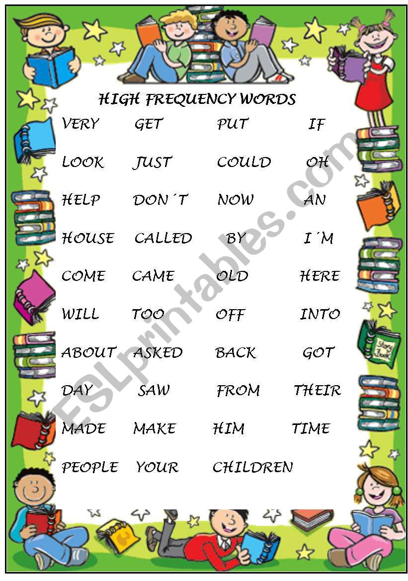 HIGH FRECUENCY WORDS worksheet