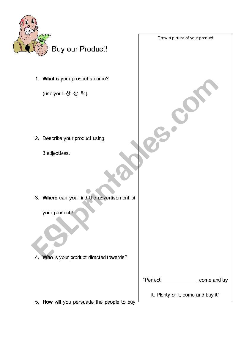 Buy My Product worksheet