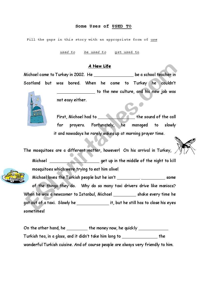 Some uses of USED TO worksheet