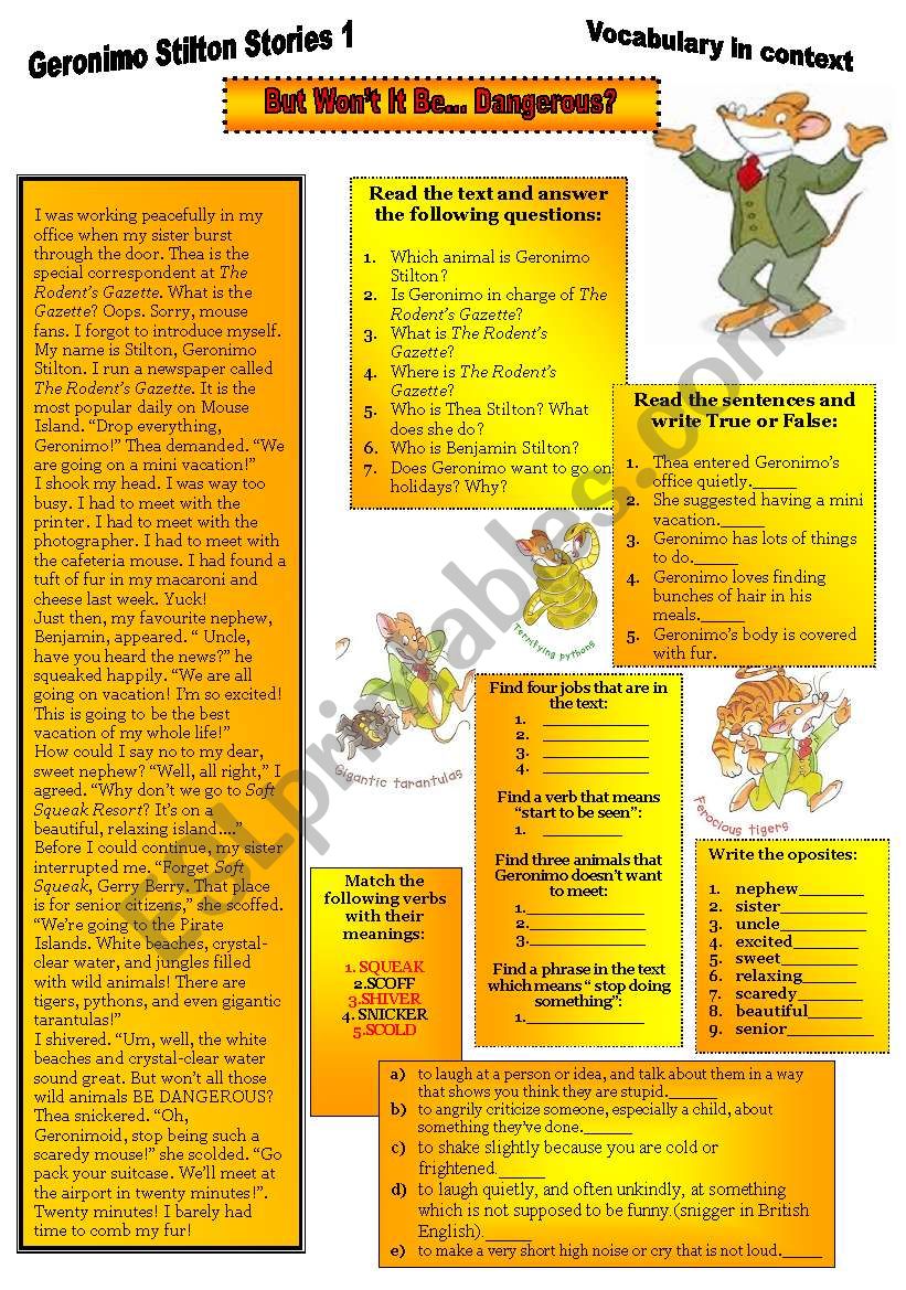 Geronimo Stilton Stories 1. worksheet