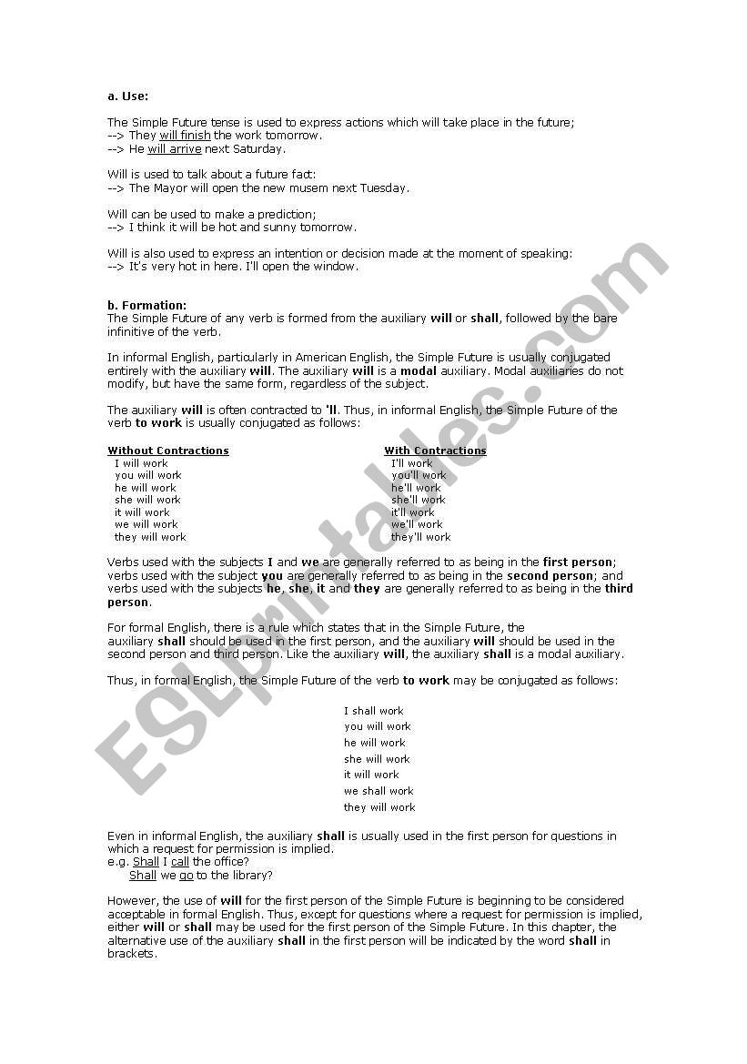 future worksheet