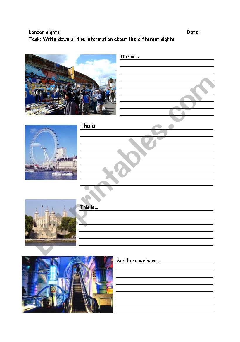 London sights worksheet