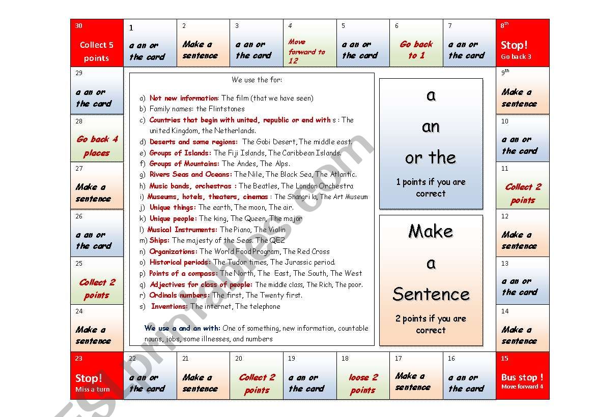 Article Board Game worksheet