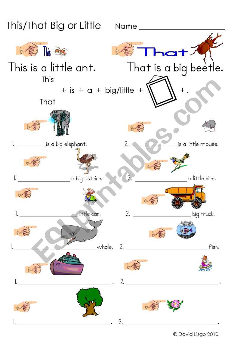 Big or Little?: worksheets and flash cards part 2 of 2 (5 pages)