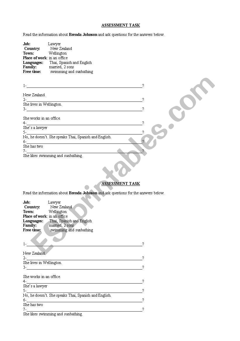 Jobs Asking Questions worksheet