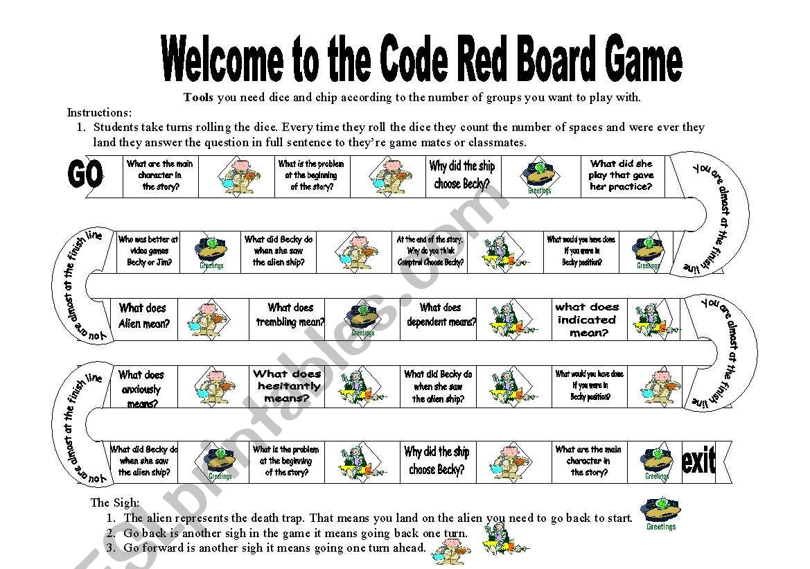 Code red game worksheet