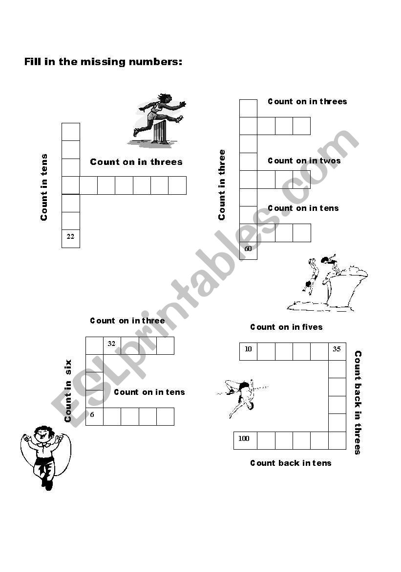 missing numbers worksheet