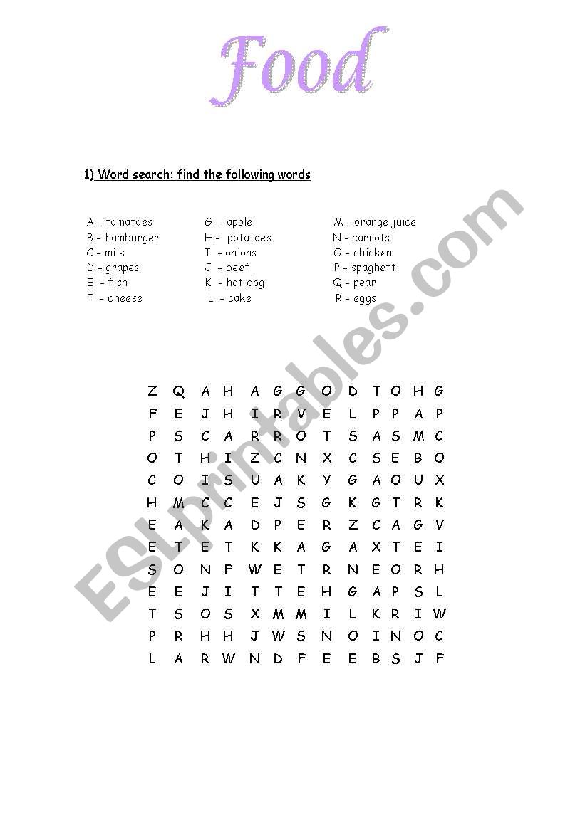 Food worksheet