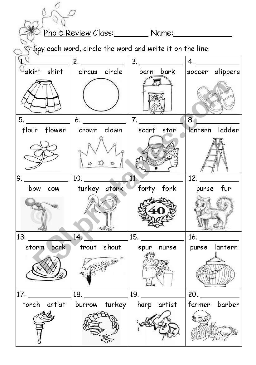 phonics worksheet