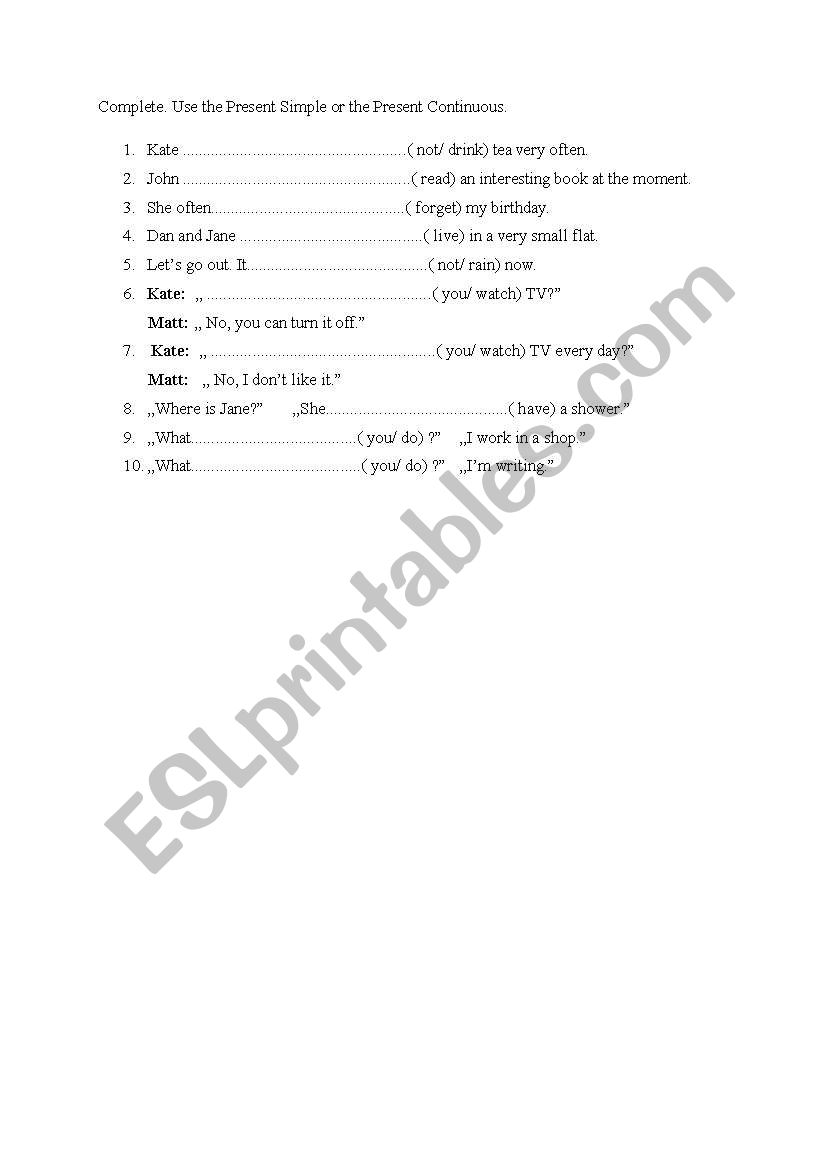 czasy worksheet