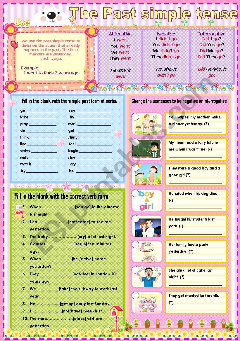 The past simple tense worksheet