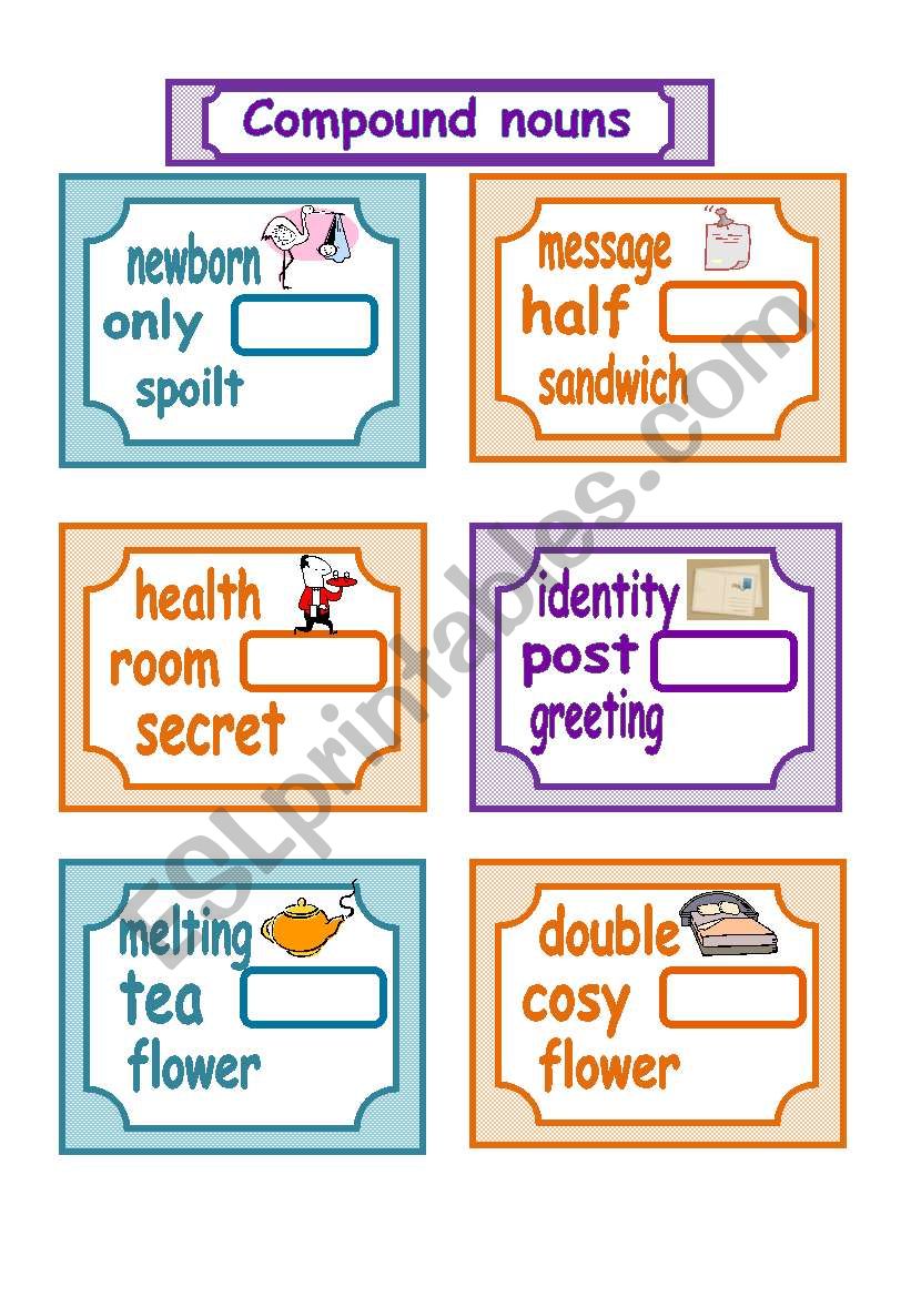 Compound nouns (set 2)  - 2 pages + key