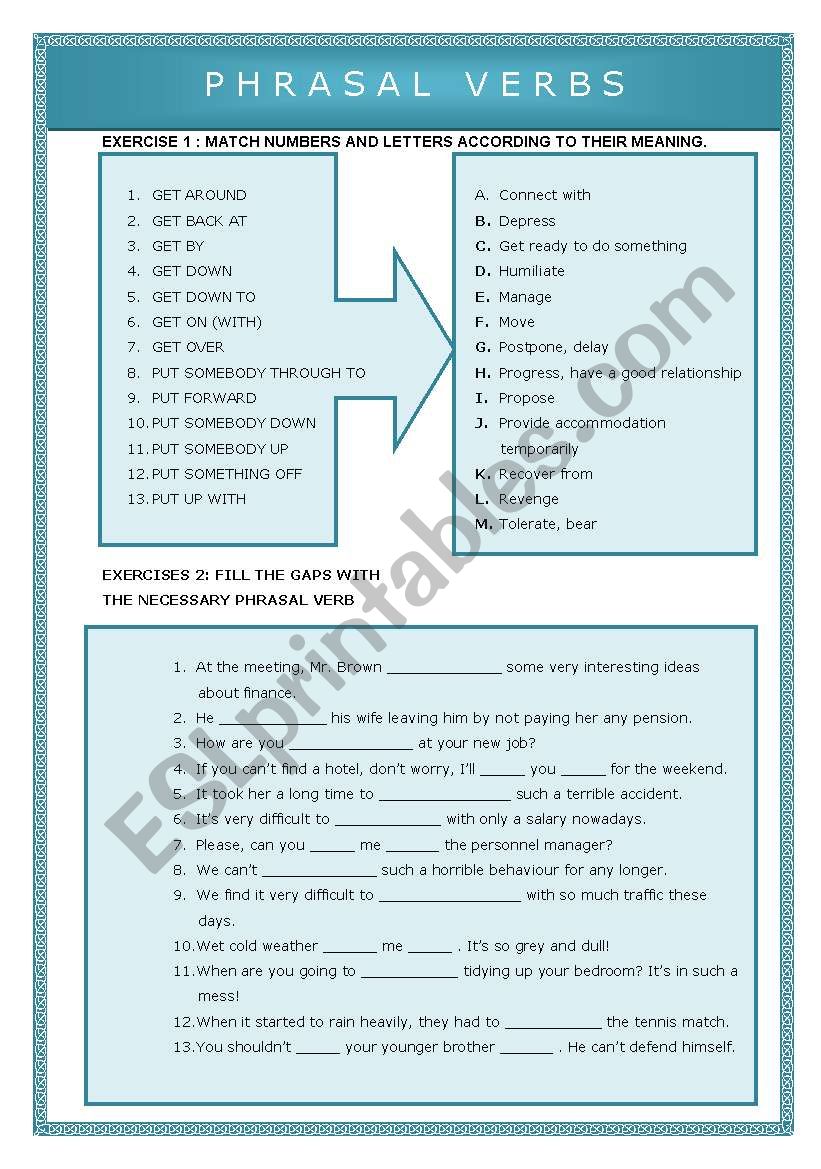 phrasal verbs worksheet