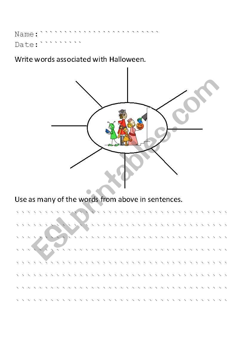 Halloween writing worksheet