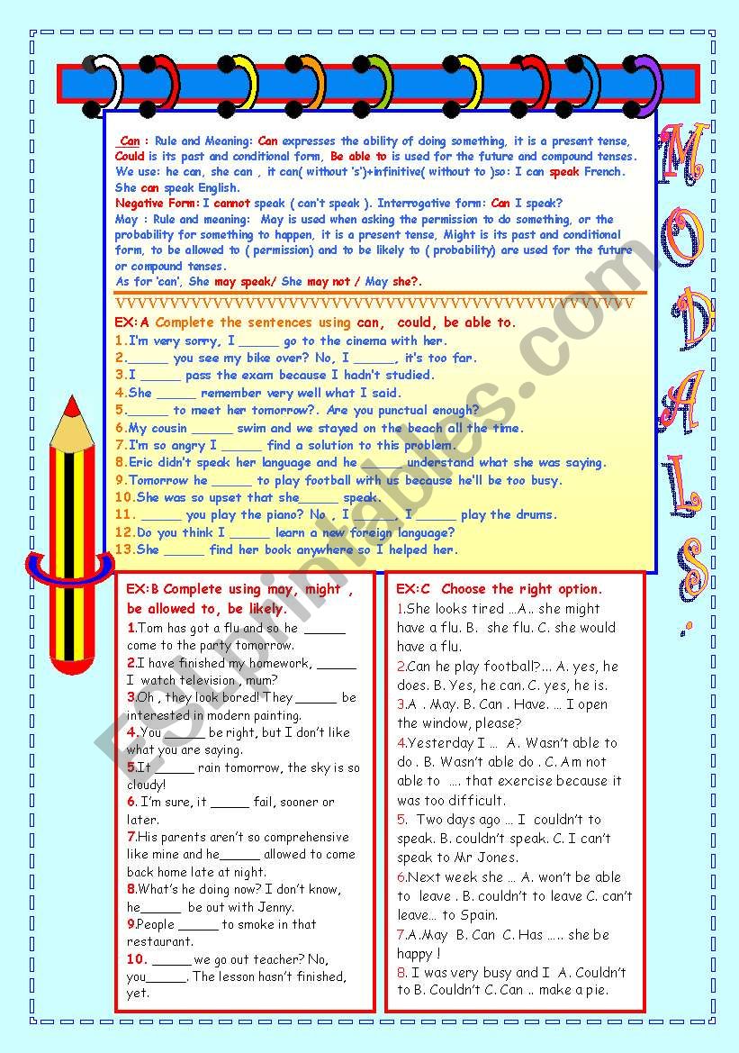 MODALS. worksheet