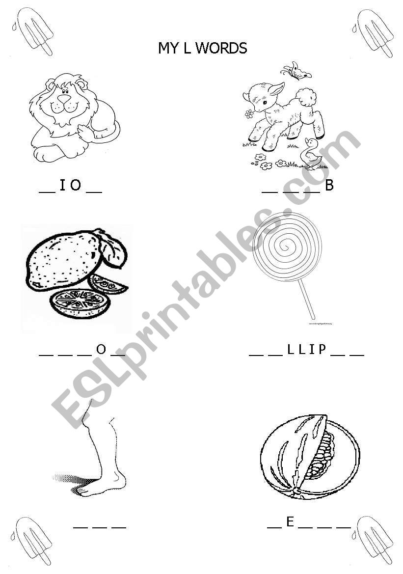 MY L WORDS worksheet